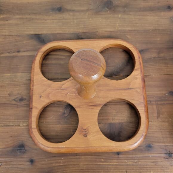 Wooden Caddy 4pcs Bowl with Serving Tray Set Brown Condiment Holder Light Weight - Picture 6 of 9